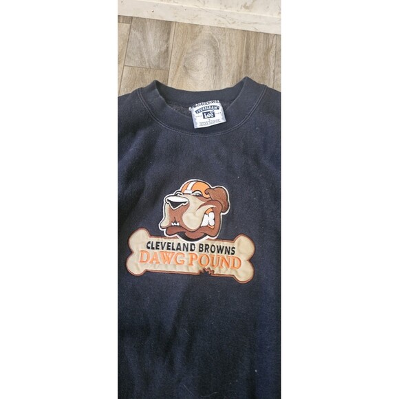 VTG Lee Crossgrain NFL Cleveland Browns Dawg Pound Embroidered Sweatshirt, Men L - Picture 3 of 5